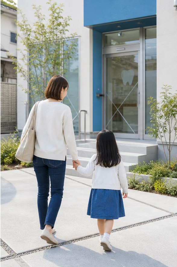 親子で来院する様子